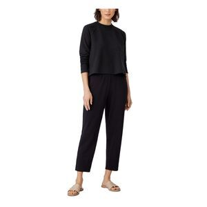 EILEEN FISHER Womens Black Stretch Crew Neck Top M